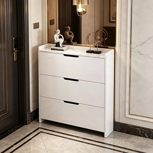 <span class=keywords><strong>Scarpiera</strong></span> Moderna Bianca in Legno, Sottile e Resistente, con 3 Cassetti a Ribalta, <span class=keywords><strong>Design</strong></span> Salvaspazio, Facile da Montare per Ingresso - Product Image 2