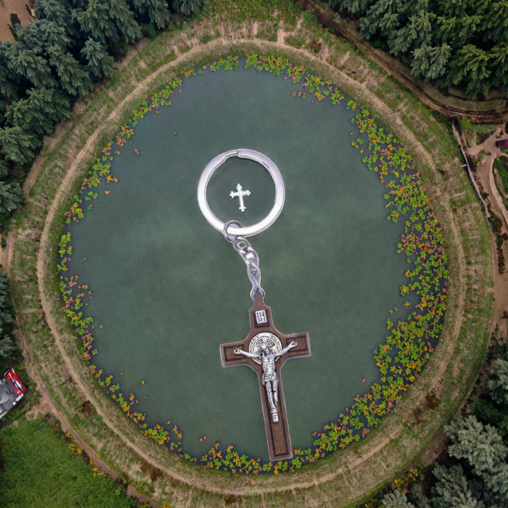 st benedict wooden pendant