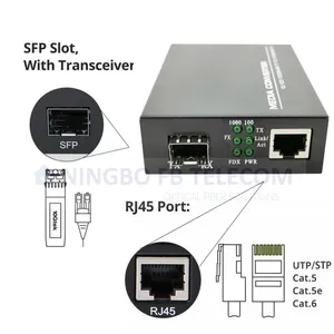 Gigabit Ethernet Media Converter Single mode single fiber SFP module to 10/100/1000Base mbps
