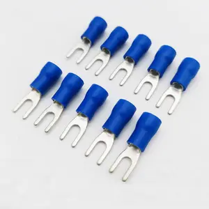 SV2 Series AWG16-14 Cold-pressed Connectors Lugs Blue Ferrule Splice Connecting Insulated Fork Type Terminal For Wire Connection