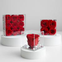 Lovebay Valentinstag Geschenke Konservierte Rosen in Acrylbox mit Perle Unvergängliche Ewige Rosen Großhandel für Muttertag Geschenke