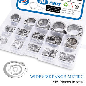 315ピース/セット品揃えキット15サイズM4 ~ M28ブラックステンレス鋼シャフト外部保持リングワッシャーCクリップスナップサークリップ - Product Image 2