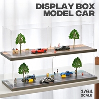 Diorama de parking miniature 1:64 avec boîte en acrylique, modèle de garage de stationnement pour voitures