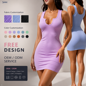 <span class=keywords><strong>Abito</strong></span> Estivo da Donna Personalizzato in Spandex e Poliestere, Casual, con Collo all'Americana, Senza Maniche, a <span class=keywords><strong>Pois</strong></span>, Aderente, <span class=keywords><strong>Mini</strong></span>, in Maglia a Costine, Vestibilità Slim - Product Image 1