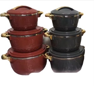 Elegant 3Pcs Insulated Food <strong>Warmer</strong> Set 2.5L 4.5L 6.5L Thermal Casserole Embossed <strong>Wheat</strong> Pattern Gold Trim Hot Party Serving Dish - Product Image 5