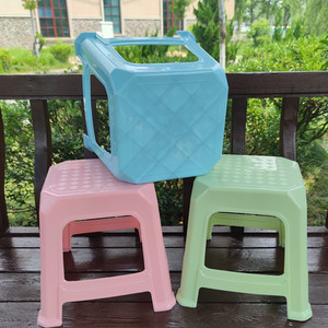 Thickened <b>Plastic</b> Square <b>Stool</b> 60cm Stackable Household Childrens Bathroom <b>Stool</b> Blue Green Pink - Product Image 2