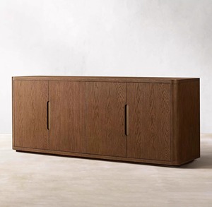 Mueble de TV de madera maciza, mueble de suelo francés con puertas dobles, mueble de salón de roble con puerta de cristal, armario lateral antipolvo, personalizado - Product Image 3