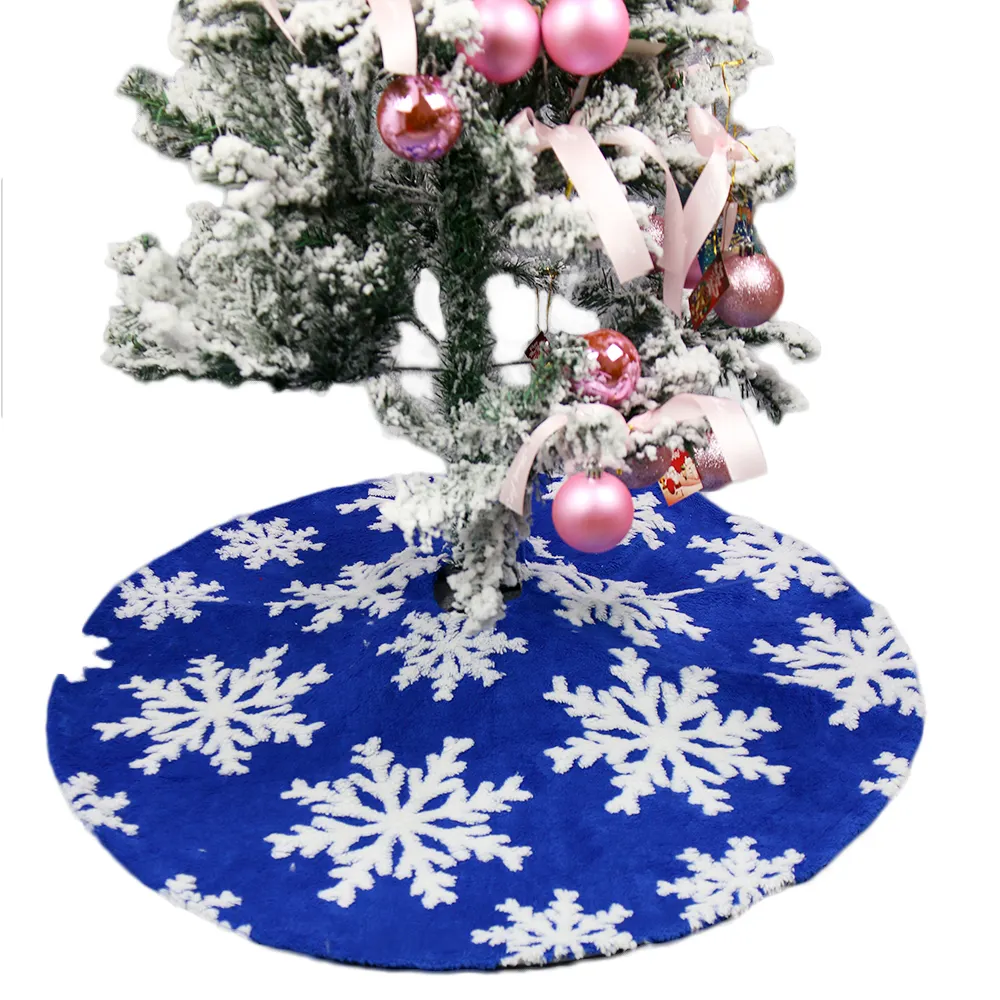 48 In Wholesale Snowflakes Jacquard Plush Velvet Snow Christmas Tree Skirt for Party Decoration