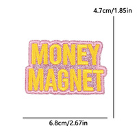 Nouvelle broderie thermocollante rose pailletée en forme de lettres, dés, monnaie et dollars pour la décoration de chapeaux et de textiles de maison