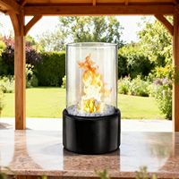 Cheminée de table extérieure moderne - Mini foyer résistant aux intempéries avec combustible à l'éthanol pour le chauffage de la terrasse, du jardin et du patio