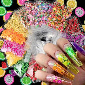 Vente en gros 1 kg 5 mm Décorations pour nail art en pâte polymère 3D en forme de tranches de fraises et de citrons, autocollants de fruits à découper - Product Image 1
