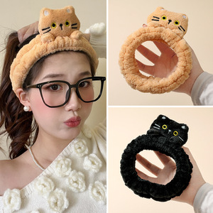 TREETIP European Girls Custom Logo Cartoon Cat Plush Headband <strong>Flannel</strong> Non- for <strong>Face</strong> Wash Makeup Cute Animal Hair Accessories - Product Image 3