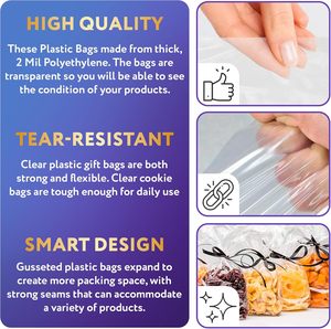 Sacs d'emballage de pain en plastique transparent BOPP & OPP recyclé sérigraphié personnalisable avec poignée à longueur de main pour le stockage des aliments - Product Image 3