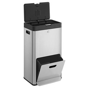 <span class=keywords><strong>SONGMICS</strong></span> <span class=keywords><strong>Cubo</strong></span> de <span class=keywords><strong>basura</strong></span> de clasificación apilada con filtro de carbono 60L <span class=keywords><strong>Cubo</strong></span> de <span class=keywords><strong>basura</strong></span> de separación en seco y húmedo de 3 compartimentos - Product Image 1