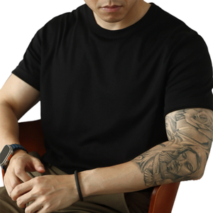 T-shirt 100% anni '50 in cotone suima con ammoniaca in tessuto doppio lato 220gsm 190gsm nero - Product Image 3