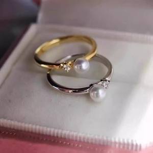 Support de bague en argent S925 avec un seul diamant pour perles rondes de 6 à 8 mm, support vide pour bijoux en argent, accessoires de perles DIY 10217 - Product Image 2