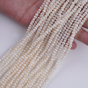 Perle d'eau douce naturelle de Zhuji, 3-4 mm, double face, trou latéral, forme baroque, matériau de bijoux DIY, options de couleur blanc et rose - Product Image 3