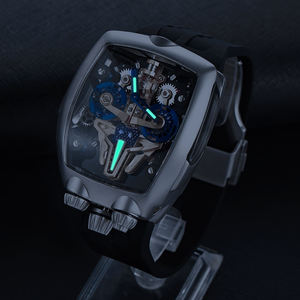 Montre mécanique automatique de luxe pour homme, fonction lumineuse, boîtier carré, cadran en cristal saphir, affichage à aiguilles en caoutchouc, 5 BAR - Product Image 6