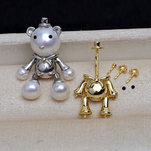 Colgante de Plata S925 Wenchi con Oso y Bandeja Vacía para Múltiples Perlas Barrocas, Accesorios de Joyería DIY de Moda para Mujer 14241 - Product Image 5