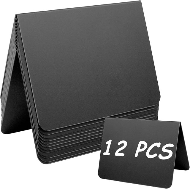 12 Pack 4*3 Mini Acrylic Chalkboard Signs for Chalk Sign Easy to Write and Wipe Out Food Labels Buffet Tables
