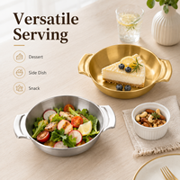 Roestvrijstalen vlinderbord met dubbele oren, goud/zilver, ondiepe serveerschaal, snackbord, restaurant servies, dessert/bijgerecht