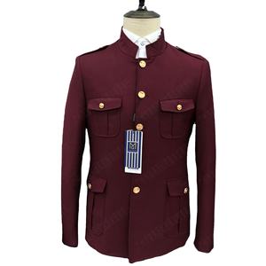 Hot Sale Slim Fit Stand Collar 2 Slits Business Groom Wedding <strong>Safari</strong> <strong>Suit</strong> for Men - Product Image 2