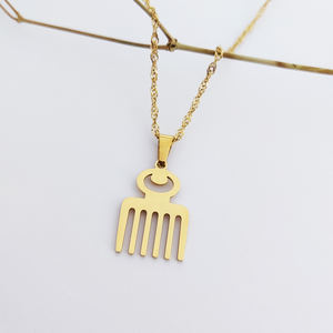 สร้อยคอเหล็กจี้หวีเครื่องประดับสร้อยคอสัญลักษณ์ออนไลน์ของจีนสำหรับผู้หญิงเครื่องประดับกันน้ำไม่ทำให้เสื่อมเสีย - Product Image 1