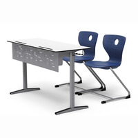 Bureaux scolaires deux places, mobilier de classe, chaises et bureaux pour lycées