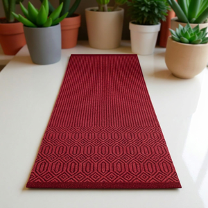 COTTON VOGUE <b>RUGS</b> Red Rectangle Cotton Woven Yoga Mat Printed Pattern Non-Slip Handwoven Backing <b>BOHO</b> ORGANIC Style 5MM Thick - Product Image 1