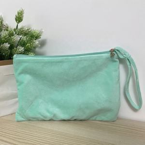 Wholesale Eco Blank Plain Customized Printed Logo Portable Green Reusable Travel Velvet Cosmetic <b>Makeup</b> <b>Bag</b> for Women - Product Image 6