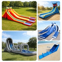 Grand toboggan aquatique gonflable, combo toboggan aquatique sur le thème du dragon, trois toboggans géants gonflables pour adultes