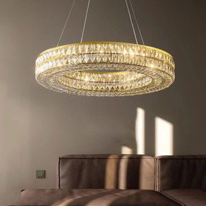Anneau en acier circulaire K9 lustre en cristal éclairage suspendu de taille moyenne pour salon décor à la maison Mode de télécommande - Product Image 3