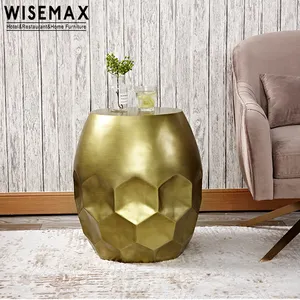 WISEMAX 가구 사이드 테이블 침대 룸 현대 거실 가구 라운드 청동 금속 의자 소파 엔드 테이블 코너 테이블