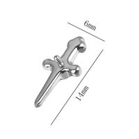 Boucles d'oreilles clous gothiques en titane ASTM F136 avec croix épée et zircone cubique, filetage interne, dos plat, bijoux de piercing corporel