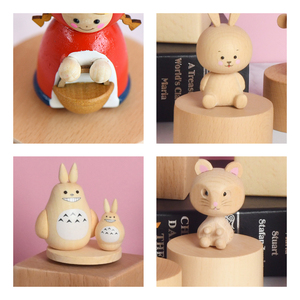 Handgefertigte Holz-Spieluhr aus Buchenholz mit Tiermotiven: Rotierender Affe, Vogel, Katze - Mechanisches Aufzieh-Souvenir-Spielzeug - Product Image 2