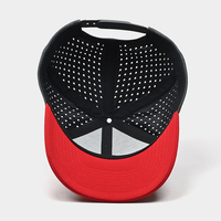 Casquette de baseball en polyester et élasthanne avec patch en caoutchouc personnalisé en gros pour hommes, casquette de golf à 6 panneaux, découpe au laser, trou imperméable