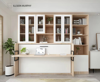 Lit Murphy réglable en métal avec panneau en chêne, design rabattable pour chambre d'amis ou bureau