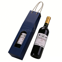 Caja de Regalo Ecológica Personalizada para una Sola Botella de Vino, de Papel Kraft Rígido, con Ventana y Asa, Hecha con Materiales Reciclados, Portátil, para Bebidas Energéticas