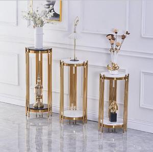 זהב עגול מתכת מסד סט של 3 חתונה רקע stand עמודות צילינדרים תינוק מקלחת מסיבת מתכת קינוח שולחן עמודים - Product Image 2