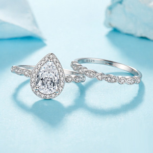 Fine Jewelry Waterdrop Cut 925 Sterling Silver Luxury Bridal Wedding <b>Ring</b> Sets <b>CZ</b> Engagement <b>Rings</b> Promise Party Anniversary - Product Image 4