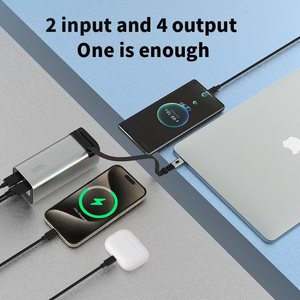 High Capacity 100W Super Fast <b>Charging</b> Aluminum Alloy Power Bank With Retractable <b>Cable</b> - Product Image 3