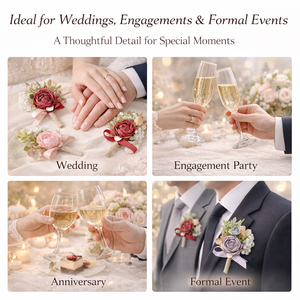 Lot de 6 Boutonnières Haut de Gamme pour <span class=keywords><strong>Mariage</strong></span>, Fleurs Artificielles en Rose Simulée pour le Marié <span class=keywords><strong>et</strong></span> les Garçons d'Honneur - Product Image 5