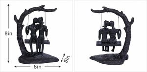 Scultura di coppia Swing in ferro 6 ° amore nero statua del bacio decorazione per la casa dolce ghisa per moglie romantico uomo donna figurine - Product Image 2