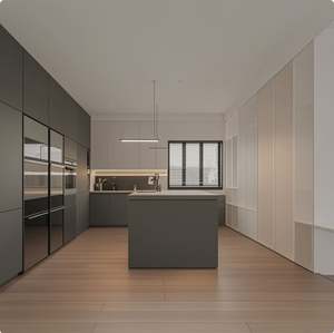 Cucina Armoire de cuisine complète avec porte intelligente, îlot de cuisine modulaire, plan de travail en marbre artificiel, panier de rangement, design moderne - Product Image 5