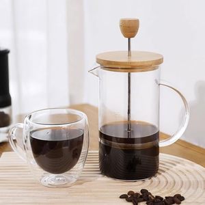 เครื่องชงกาแฟเฟรนช์เพรสแบบใช้ในบ้านทุกวัน ฝาไม้ ฐานไม้ก๊อก ตัวกดสแตนเลส แก้วบอโรซิลิเกต - Product Image 6