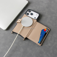 Dompet Kulit Crossbody Langsung dari Pabrik dengan Tali dan Tempat Kartu, Anti Benturan untuk iPhone 15 17 18 Pro Max