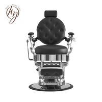 Fauteuil de Barbier Classique Chromé Robuste et Moderne, Pivotant à 360 Degrés, Pompe Hydraulique, Mobilier Commercial pour Salon de Coiffure