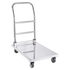 Carrito de Reparto Plegable de Acero Inoxidable Plateado de Alta Resistencia con Capacidad de 300 kg para Hoteles y Restaurantes - Product Image 1