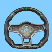 Volant en cuir semi-perforé R-Line en fibre de carbone forgée pour Volkswagen Polo Golf 4 5 6 7 Jetta Tiguan Passat B7 B8