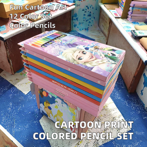 Set di Matite Colorate Idrosolubili in Legno di Tiglio con Stampe Cartoon, 12 <span class=keywords><strong>Colori</strong></span> per Pittura, Graffiti e Schizzi - Product Image 2